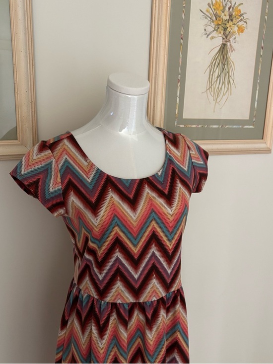 Chevron Fit and Flare Mini Dress - Picture 2 of 9